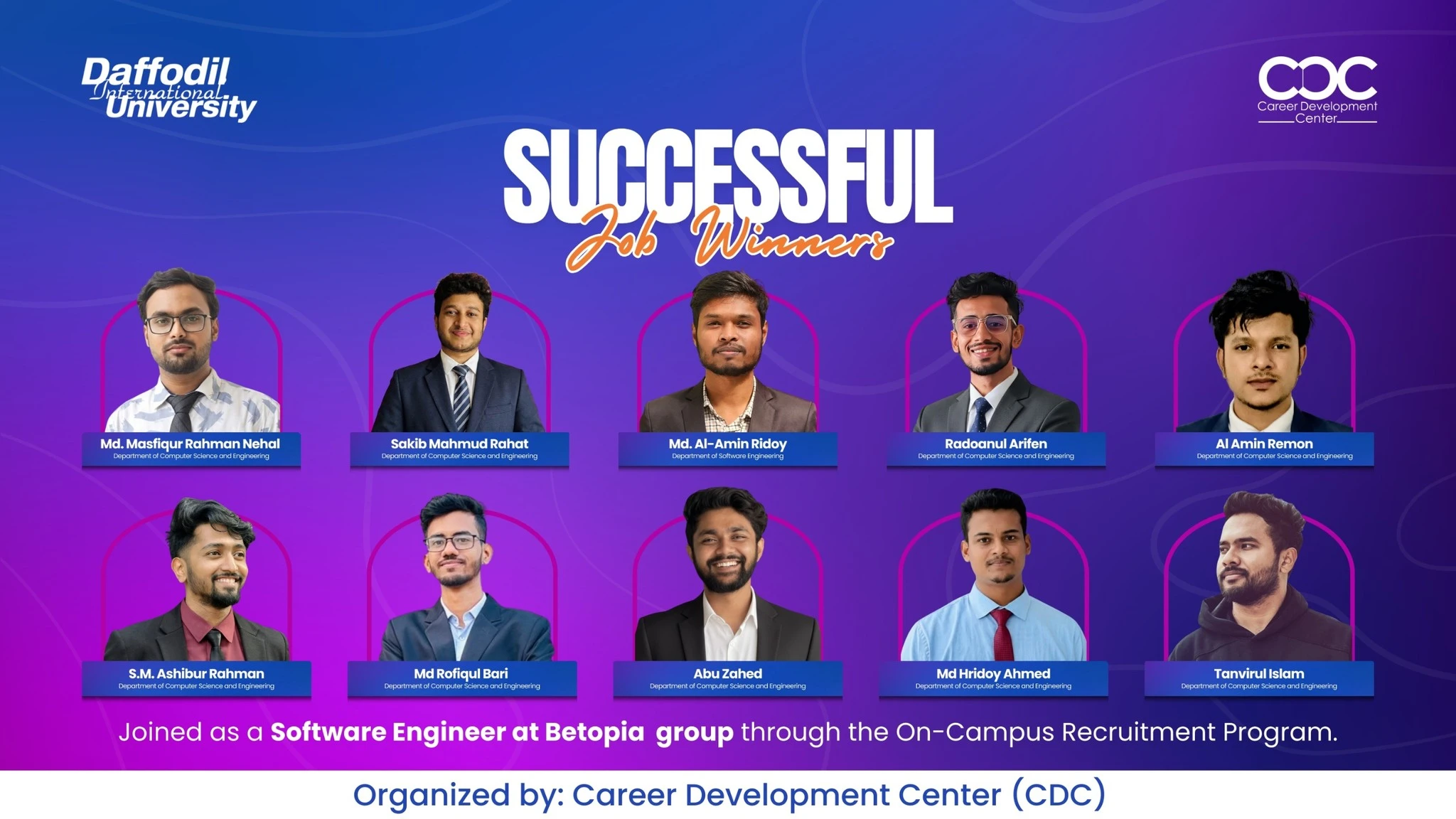 10 students have been successfully selected through the On-Campus Recruitment with Betopia Group